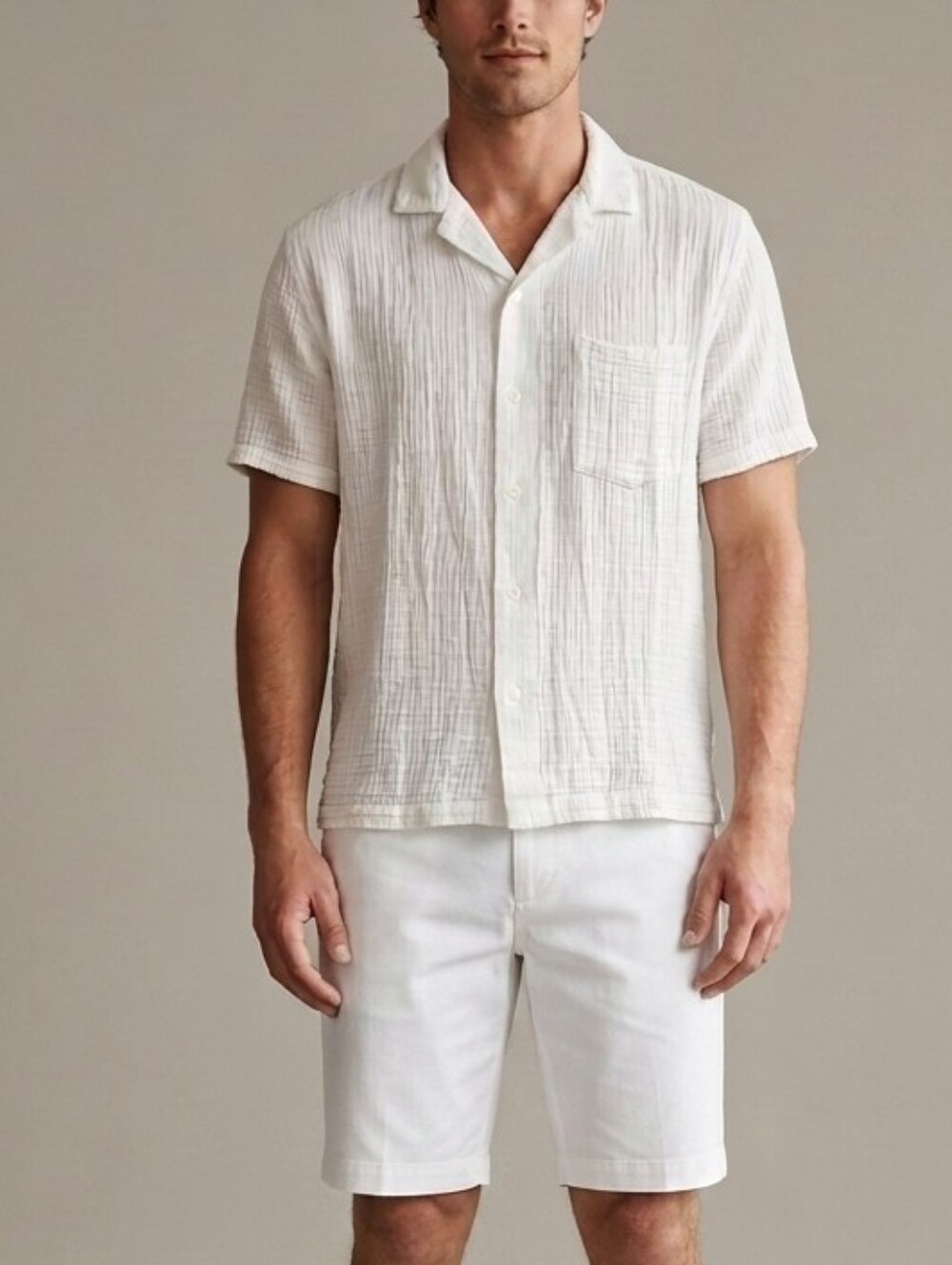 Abercrombie & Fitch White Short-Sleeve Casual Button-Down Shirt Size S